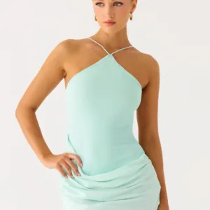 Keanu Cupro Mini Dress - Turquoise