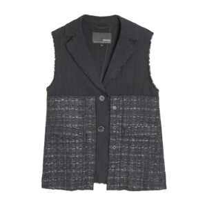 Patchwork Fringed Tweed Waistcoat - 25WDJ046Z