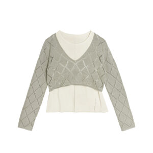 2 In 1 Pointelle-knit Top with Vest - 25WDT261X