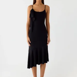 Tranquility Asymmetrical Midi Dress - Black