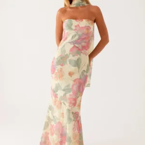 Under The Pagoda Maxi Dress - Yellow Peony