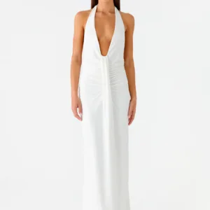 Cheyenne Halter Neck Maxi Dress - Ivory