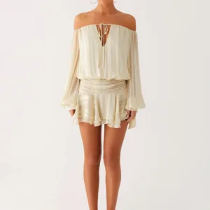 Eira Balloon Sleeve Mini Dress - Ivory