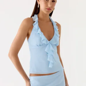 Log In Halter Top - Blue