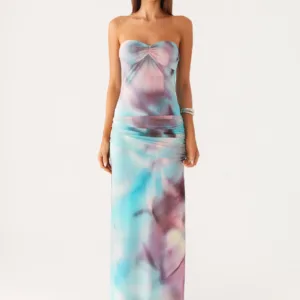 Isle Escape Mesh Maxi Dress - Sea Splash