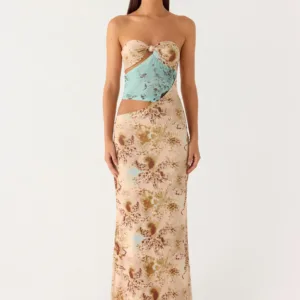 React Strapless Maxi Dress - Desert Blur
