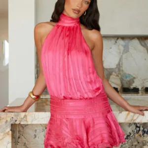 Fuchsia Chiffon Mini Dress "Willow"