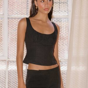 Coastline Cotton Bustier - Black