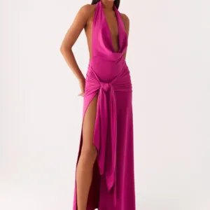 Rowan Ray Fuchsia Turtleneck Maxi Dress