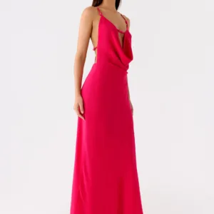 Tropic Muse Beaded Turtleneck Maxi Dress - Fuchsia