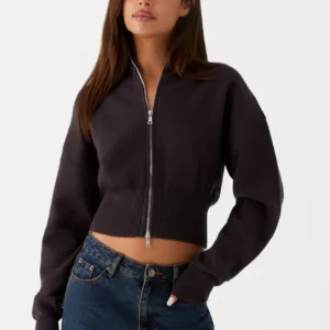 Episode Turtleneck Cardigan - Charcoal Gray