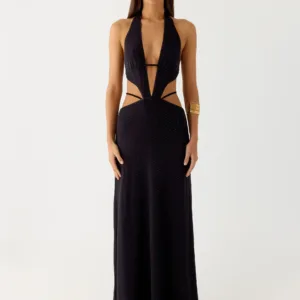 Astraeus Beaded and Sequined Maxi Dress - Black