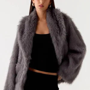 Katiana Faux Fur Jacket - Gray