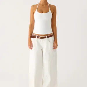 Johnny Low Rise Wide Leg Jeans - White