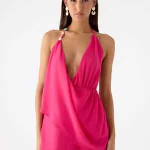 Nona Fuchsia Chiffon Mini Dress