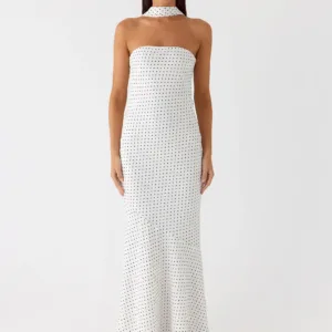 Under The Pagoda White Polka Dot Maxi Dress