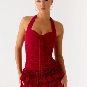 Someone Else Halter Top - Dark Cherry