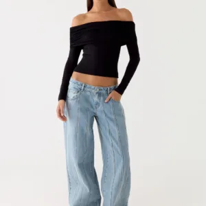 Johnny Low Rise Wide Leg Jeans - Light Blue