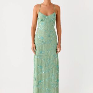 Vietta Sequin Maxi Dress - Mint