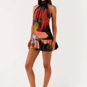 Willow Chiffon Mini Dress - Moody Floral Print