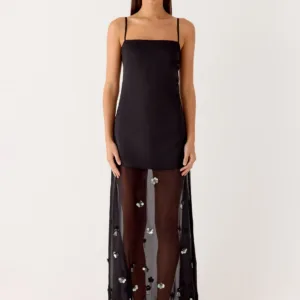 Jesiah Embroidered Maxi Dress - Black