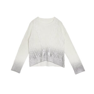 Metallic foil print cable -knit sweater - 25WRT237X