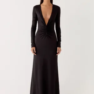Palm Haze Maxi Dress - Black