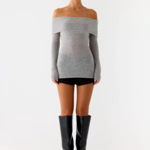 Knitted top "Romeo Bardot" - gray