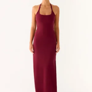 Kill This Love Long Ribbed Dress - Dark Cherry