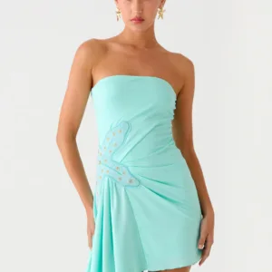 Ocean Dream Strapless Mini Dress - Turquoise