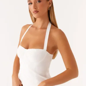 Cheryl Halter Bustier Top - White