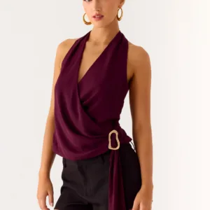 Teaha Wrap Top - Plum