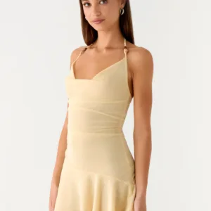 Mini dress "Spicy Sunset" - soft yellow.