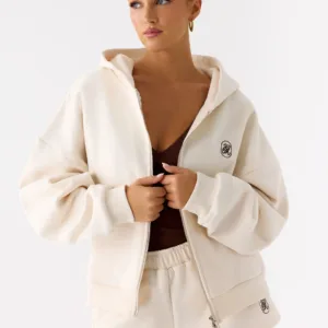 Signature Double Zip Sweatshirt - Cream