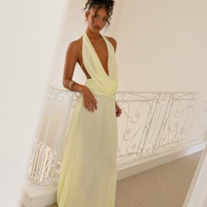 Elysia Chiffon Maxi Dress - Lemon