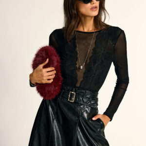 Long sleeve bodysuit made of sheer lace mesh