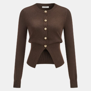 Knitted cardigan with metal buttons