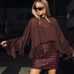 Layered blouse made of translucent chiffon with ruffles