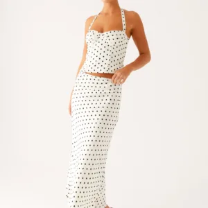 Breanne White Polka Dot Midi Skirt
