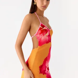 Yura Mini Dress - Orange Floral Print