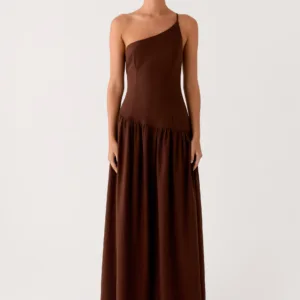 Thinking About You Long Linen Dress - Brown
