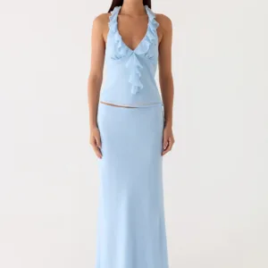 Star Girl Long Chiffon Skirt - Blue