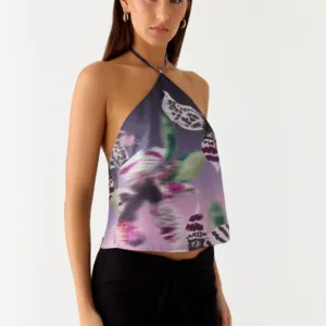 Twisted Love Halter Top - Ombre Floral FFair