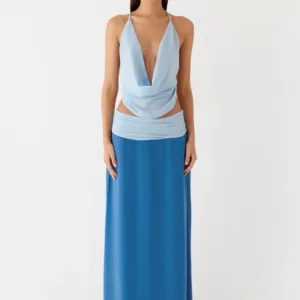 Blushing Bloom Long Skirt - Baby Blue