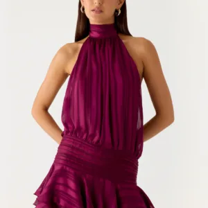 Chiffon mini dress "Willow" - plum color