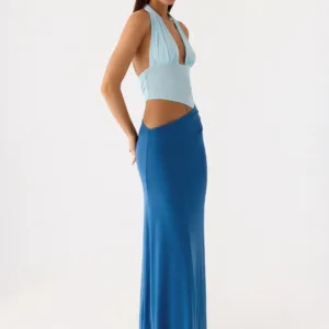 Saresther Halterneck Maxi Dress - Blue
