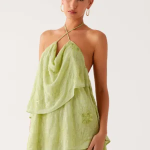 On The Go Beaded Mini Dress - Mint.