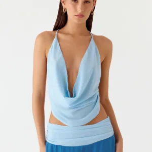 Sweet Charm Crew Neck Top - Baby Blue