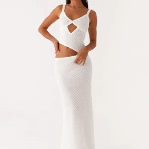 Jocelyn crochet maxi dress in white.