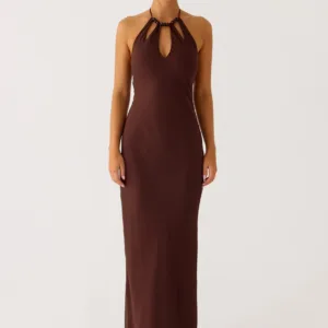 Harlyn Halter Maxi Dress - Chocolate